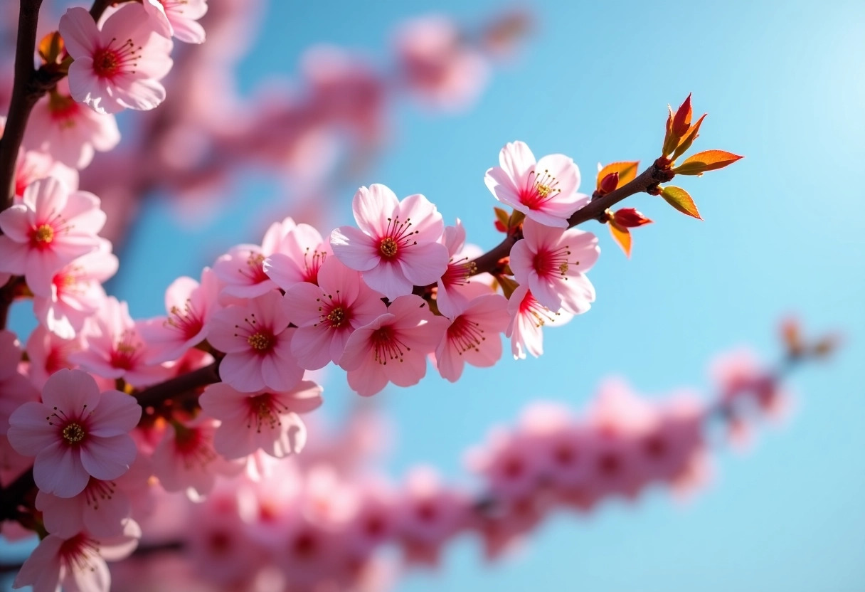 arbres fleurs roses